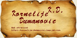 Kornelije Dumanović vizit kartica